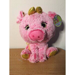 New Girls Sitting Big Eyes Animals Stuffed Pig Approx 12”x7.5” Super Soft